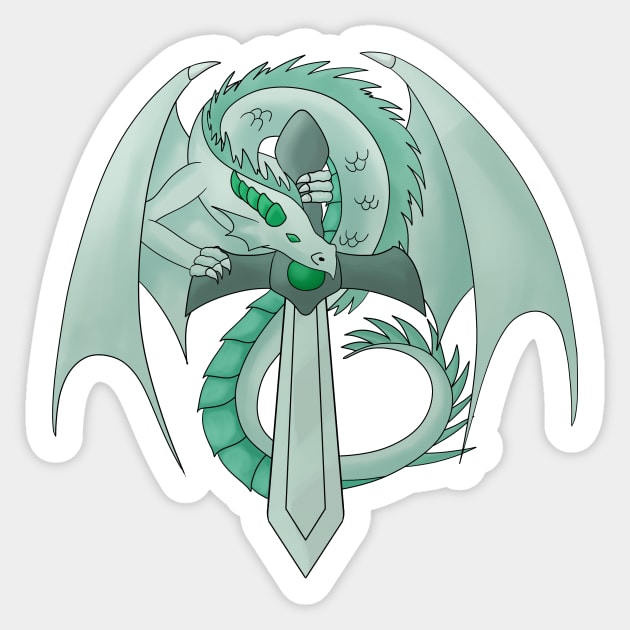 Emerald Sword Dragon Sticker by BiscuitSnack